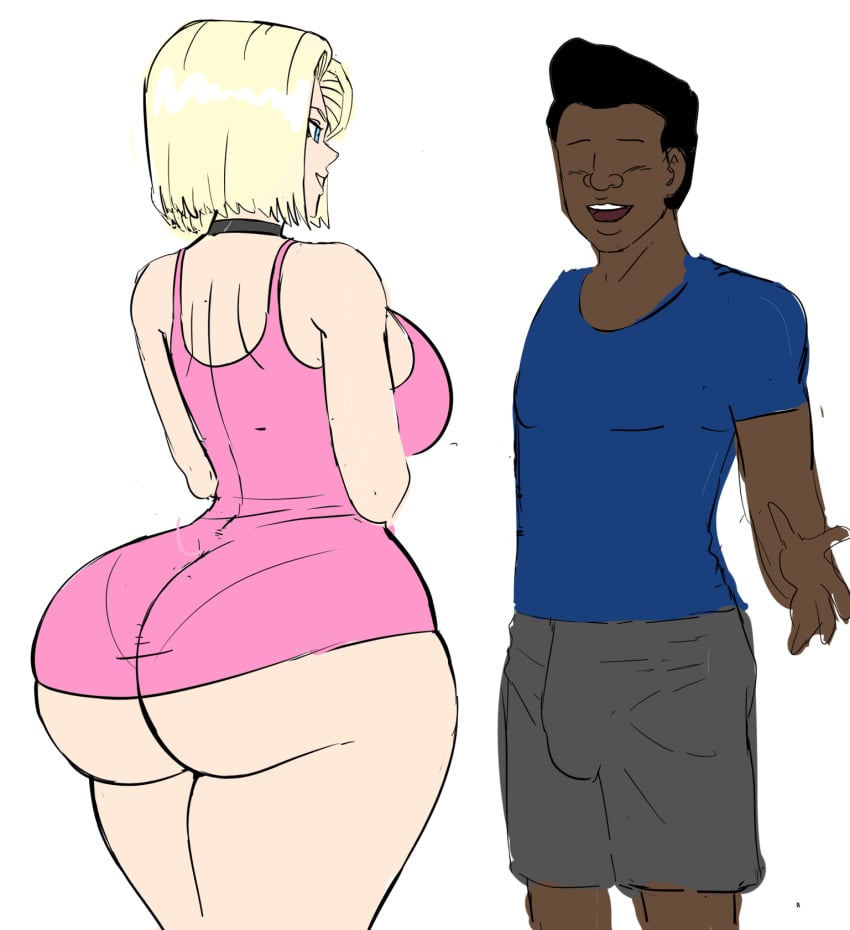 android_18 bulge cuckold dark-skinned_male huge_ass interracial netorare ntr pinkpawg revealing_clothes sketch skimpy_dress