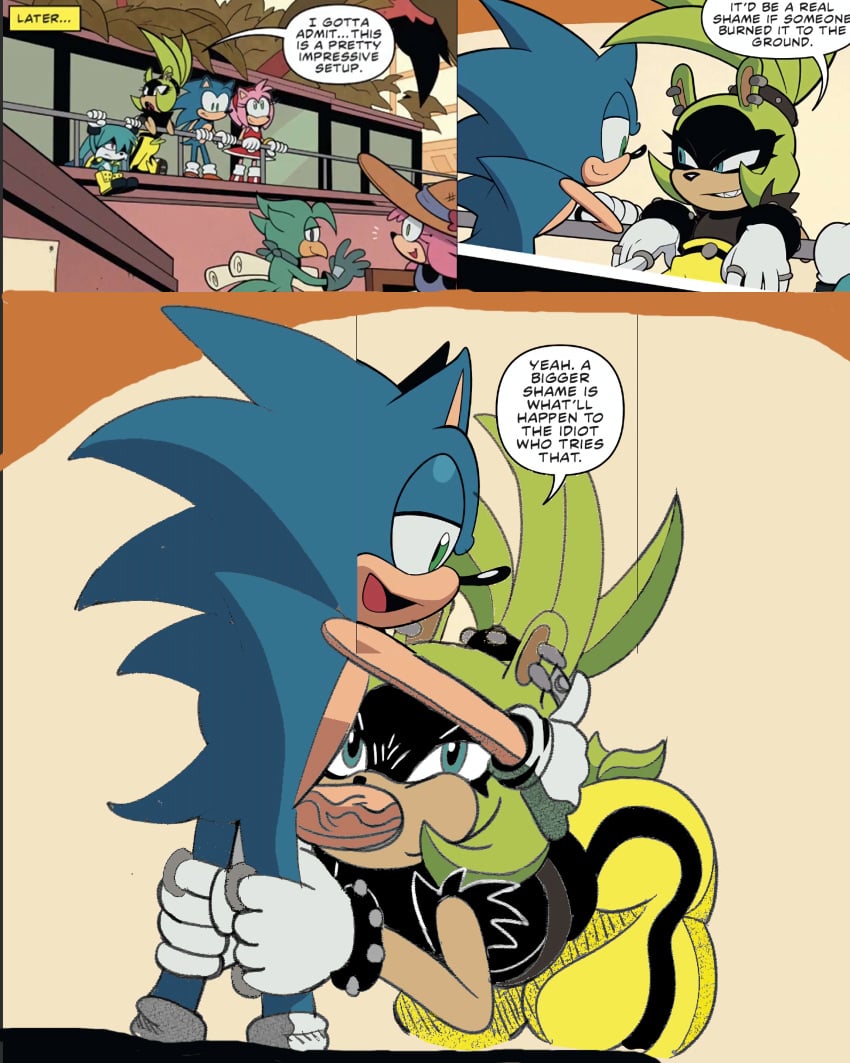 alternate_ending amy_rose angry angry_expression angry_face blowjob blue_fur color comic comic_page fellatio full_color furry green_fur instant_loss kitsunami_the_fennec mobian_(species) raven07 sketchcolor smug smug_face sonic_(series) sonic_the_hedgehog sonic_the_hedgehog_(series) surge_the_tenrec yellow_pants