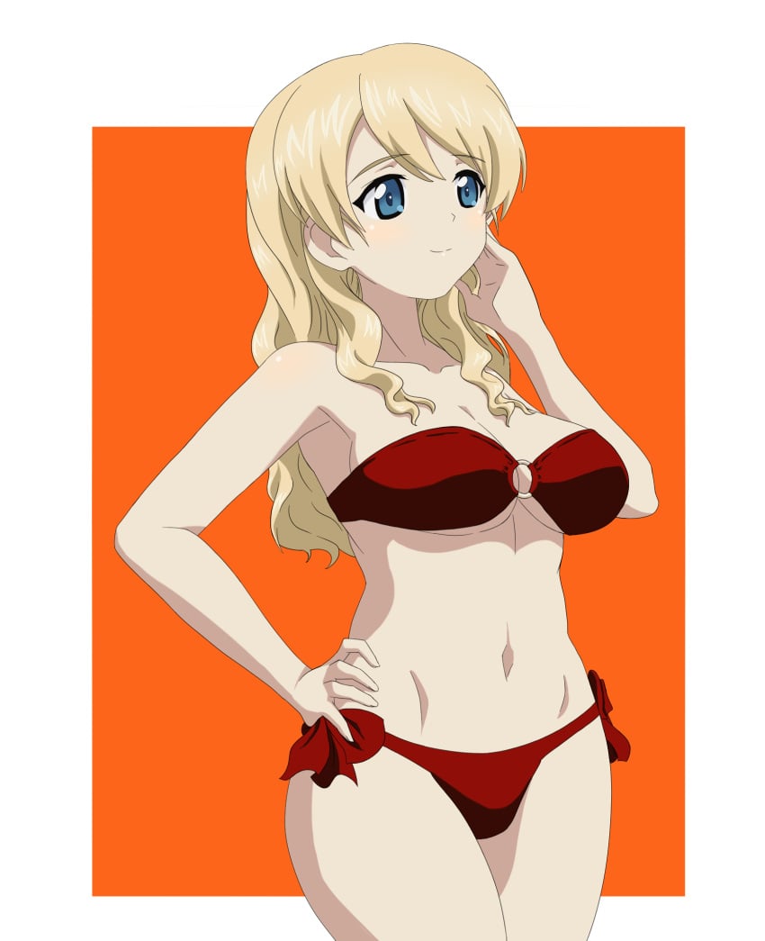 bikini breasts darjeeling_(girls_und_panzer) girls_und_panzer highres lucasddst swimsuit