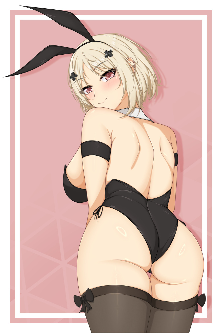 1girls artist_request blonde_hair blonde_hair bunny_ears bunnysuit huge_breasts looking_at_viewer smile thick_thighs