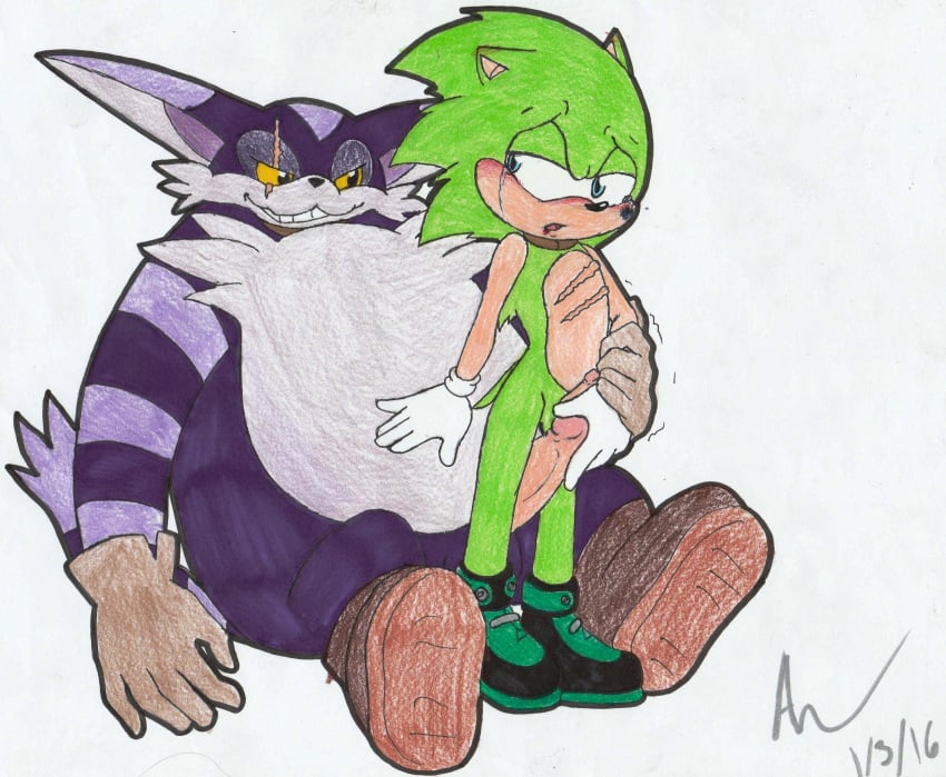 bruise collar feline hedgehog long_penis male mammal penis scar scourge_the_hedgehog smalls_the_cat sonic_(series) tears unknown_artist yaoi