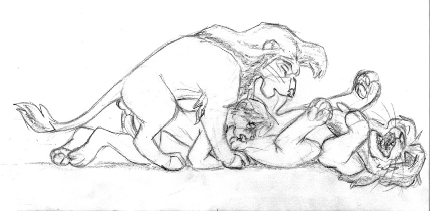 3boys anal anthro chris_mckinley disney feline feral gay group group_sex kovu lion male male_only mammal oral sex simba sketch the_lion_king threesome yaoi