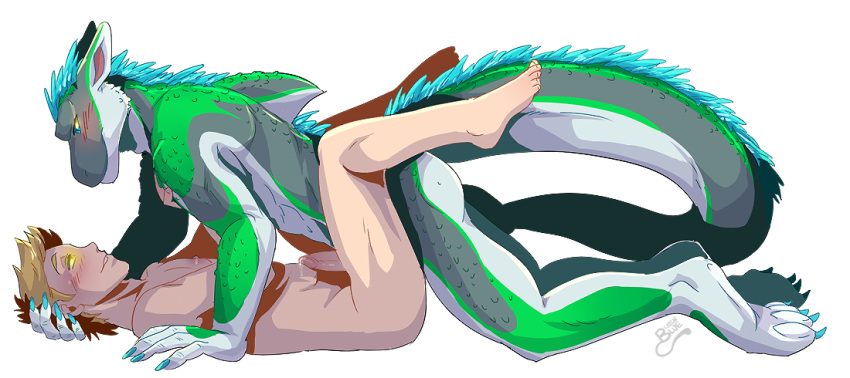 alex_dowski anal anthro cetacean chatonbleu dolphin duo human human_on_anthro hybrid interspecies lizard male mammal marine penis procene reptile scalie yaoi