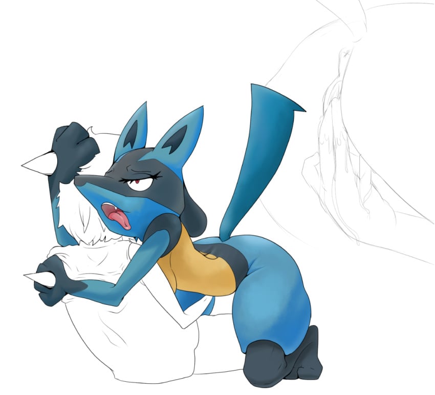 anthro anus breasts eyelashes faceless_male female fingering human lucario male male_human/female_anthro male_human/female_pokemon mammal nintendo pokemon pokemon_(species) pokemorph punkinillus pussy pussy_juice red_eyes tongue tongue_out