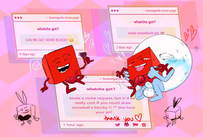 ballsack battle_for_dream_island battle_for_dream_island_again bfb bfdi bfdia blocky_(bfdi) bunnysuit object_shows penetration penis snowball_(bfdi) tentacle_penis wine wine_glass
