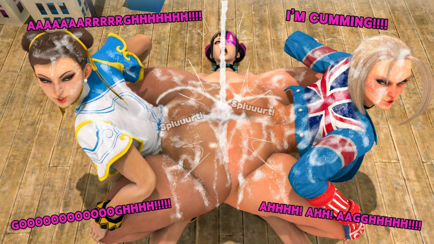 3d ass ass_focus ass_grab ass_worship big_ass big_penis cammy_white chun-li comic female futa_on_female futanari huge_ass juri_han penis street_fighter street_fighter_6 tagme text theboobedone threesome uncensored