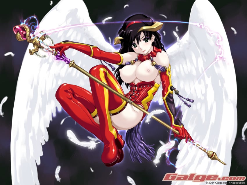 1girls demon_girl elbow_gloves female female_only galge.com gloves happoubi_jin solo thighhighs wallpaper wings