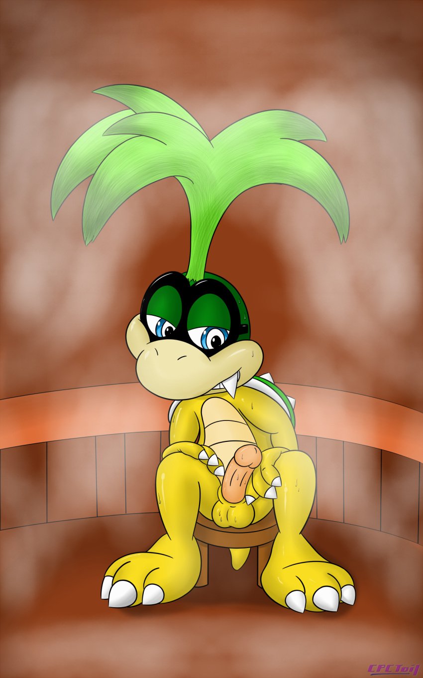 balls cpctail eyewear glasses iggy_koopa koopa koopaling male male_only mario_(series) nintendo penis scalie steam sweat video_games