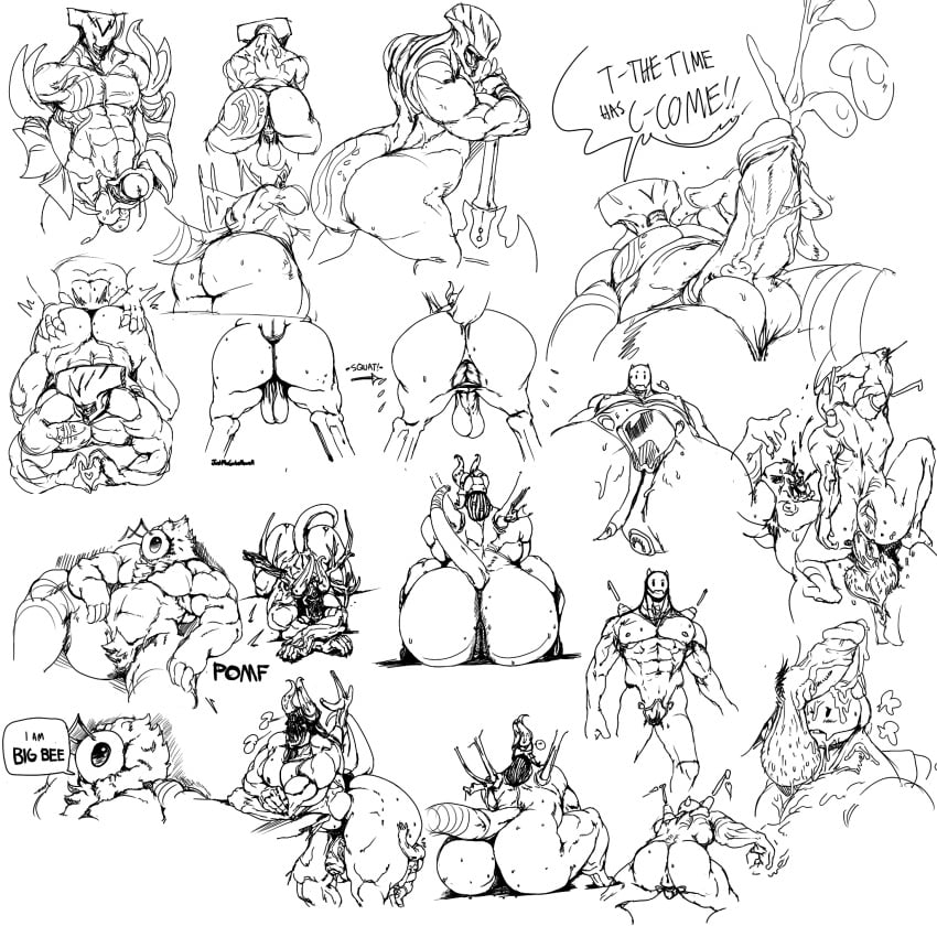 anus arthropod ass bee big_butt cum darkterror_the_faceless_void demon doom_(dota_2) dota dota_2 faceless_void heart hi_res insects interspecies justmegabenewell lucifer_the_doom_bringer male penis sex sketch video_games weapon yaoi