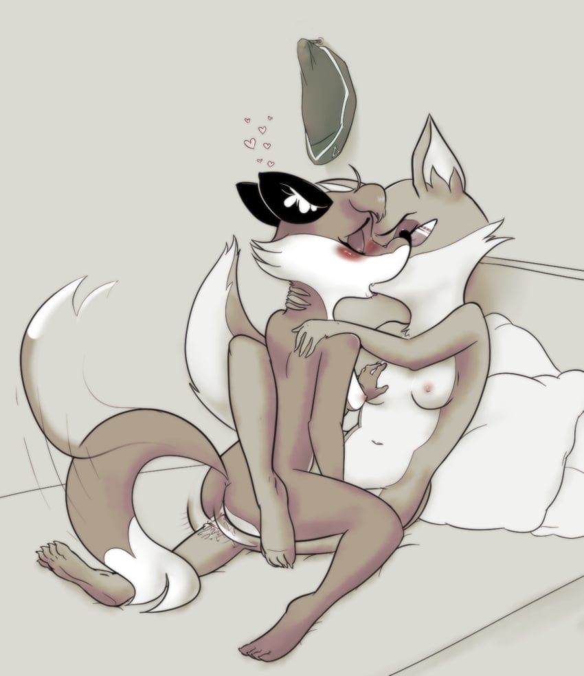 anthro areola ass bed blush breasts canine clawdette duo eyewear female fox glasses hat heart kissing lt._fox_vixen mammal navel nipples nude penetration pillow pussy_juice sex squirrel_and_hedgehog tribadism unknown_artist vaginal_penetration yuri