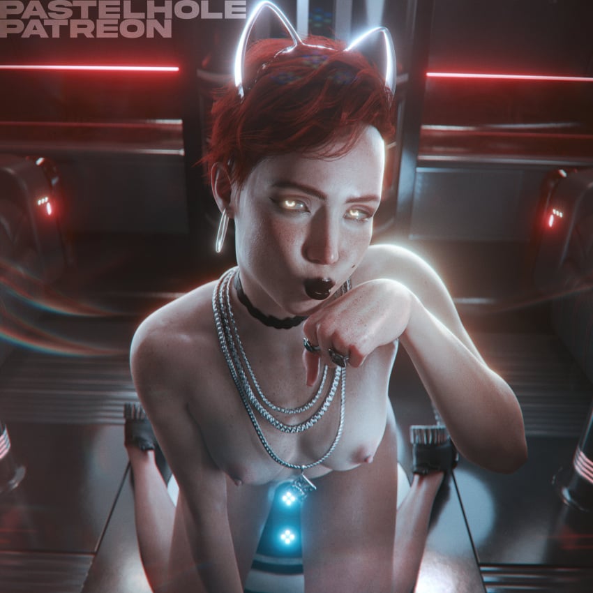 1girls 3d 3d_(artwork) animal_ears aurore_cassel black_choker black_lipstick breasts breasts_apart cat_ears cat_pose cd_projekt_red choker cybernetics cyberpunk cyberpunk_2077 cyberpunk_2077:_phantom_liberty duckface earrings eyelashes female female_focus female_only flirting flirting_look flirting_with_viewer flirty footwear_only freckles freckles_on_face functionally_nude_female ginger glowing_eyes imminent_kiss indoors kissy_face kneeling large_areolae lips lipstick makeup medium_breasts naked_female necklace necklace_only neckwear neon_lights nude_female on_knees pastelhole paw_pose pointing_at_breasts pointing_at_self pointing_down pout pouting pouty_lips pov pov_eye_contact puckered_lips realistic red_hair ring rings seductive seductive_look short_hair skinny small_breasts solo solo_female solo_focus tagme tease teasing viewed_from_above