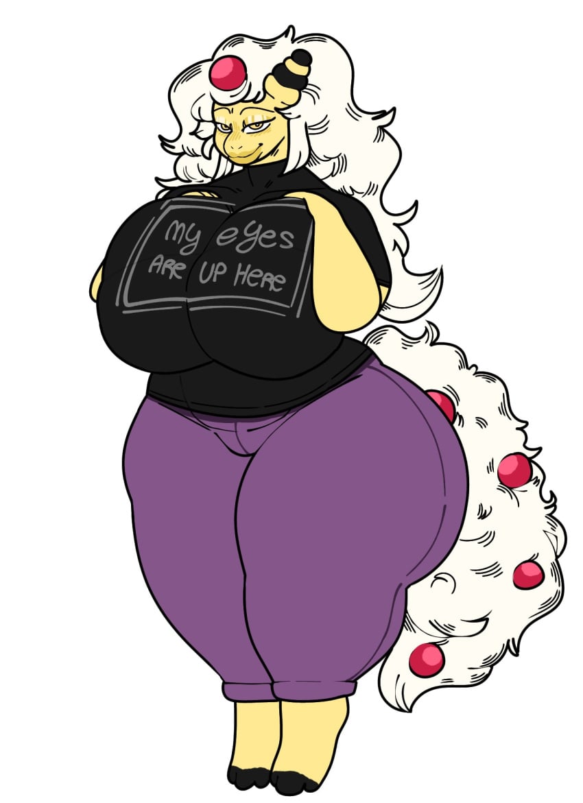 1girls ampharos ass bedroom_eyes big_ass big_breasts big_thighs breast_press breasts breasts_pressed_together clothed clothing curvaceous curvy curvy_milf huge_ass huge_breasts huge_thighs lana_(megokinho) lips looking_at_viewer mature_female megokinho milf mother my_eyes_are_up_here pokemon pokemon_(species) seductive seductive_look thick_thighs voluptuous wide_hips