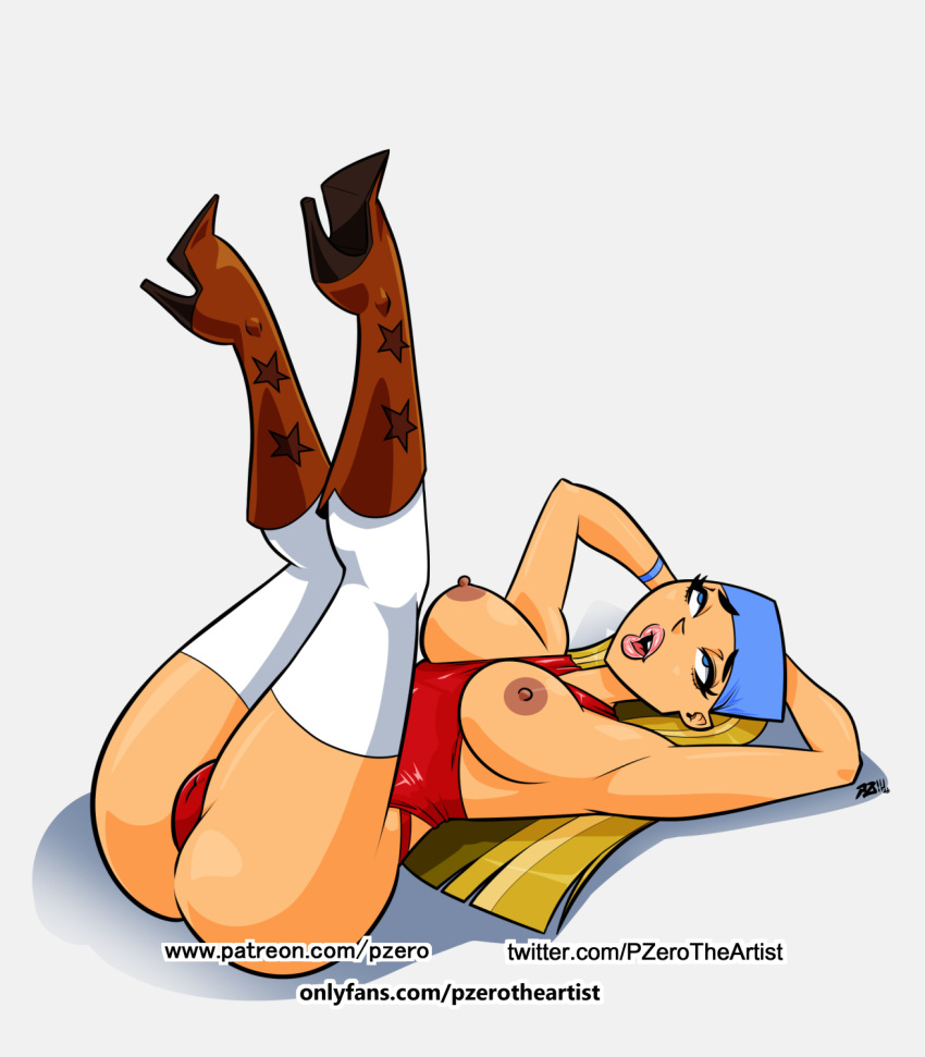 areolae ass blonde_hair boots breasts_out bubble_butt busty cowboy_boots female female_focus female_only hourglass_figure lindsay_(tdi) nipples pzero tagme total_drama_island wide_hips