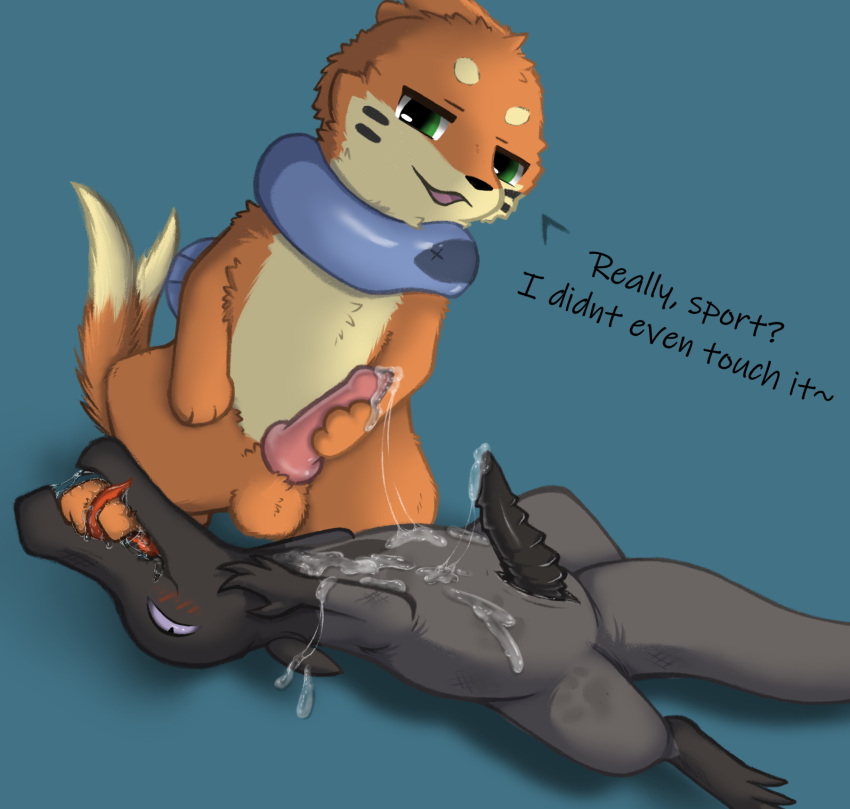 bodily_fluids buizel cum erection feral generation_4_pokemon generation_7_pokemon genital_fluids hi_res licking male male/male mammal mustelid nintendo pokemon pokemon_(species) reptile resachii salandit scalie soggy_(soggybuizel) tongue tongue_out