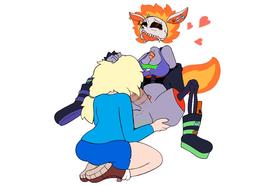 blowjob deepthroat fionna_the_human_girl fire fire_hair futanari grey_skin hallow_(cryptiacurves) lipstick_mark romeo_vs_the_fnaf_timeline_(rp) vally03