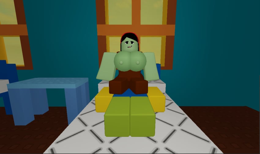 1boy 1girls 3d big_ass big_breasts clothed clothing facesitting roblox robloxian self_upload tagme vagabondxd zombie zombie_girl