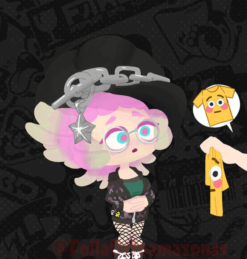 annie_(splatoon annie_(splatoon) big_breasts blush blush_emoticon blushing_female follaoctoamazas fully_clothed splatoon splatoon_3 suprised_look twitter_link