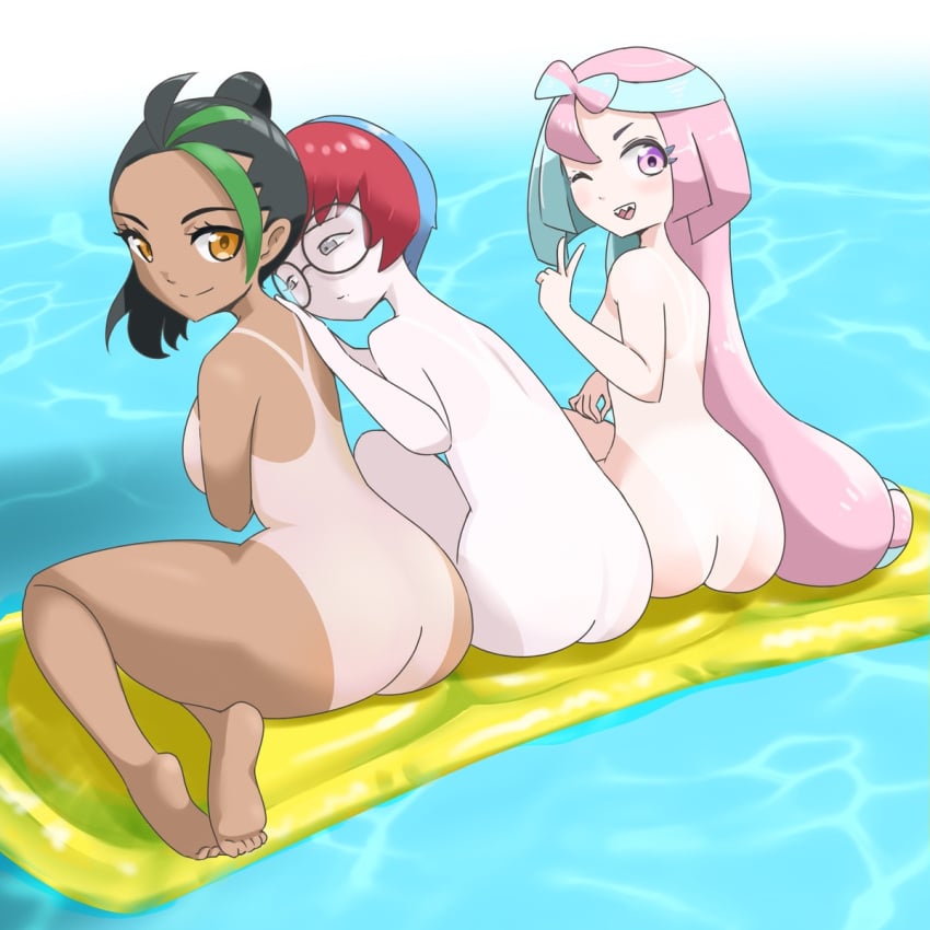 ass breasts casual_nudity female female_only huge_breasts human human_only iono_(pokemon) microsd_(artist) nemona_(pokemon) nude nude_female penny_(pokemon) pokemon pokemon_sv tanline