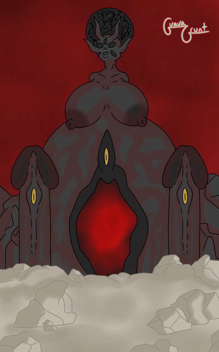 2d architecture big_breasts building castle dark_sky demon design dungeon eyes fantasy gaping_pussy goddess guavagrunt huge_pussy large_clitoris multi_eye original penis penis_shaped pussy stone