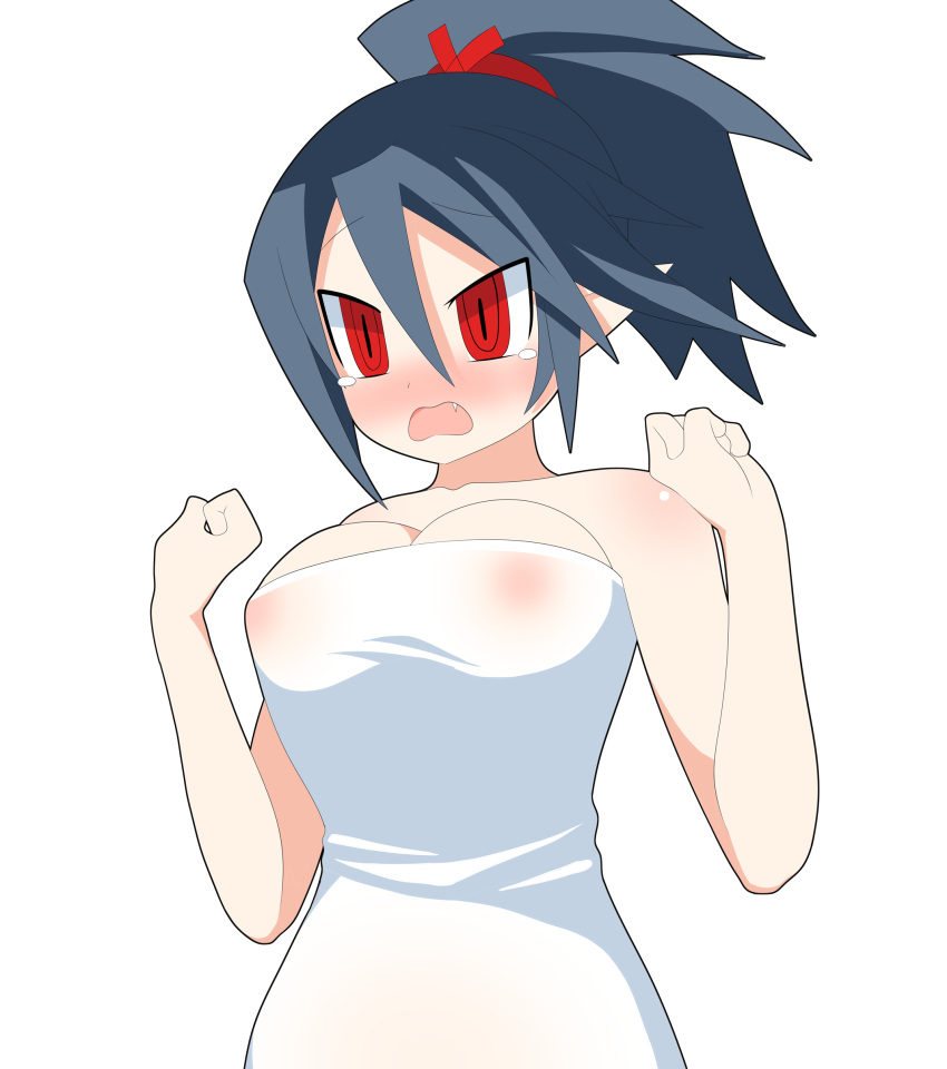 blush disgaea female female_only kunoichi_(disgaea) nippon_ichi_software see-through_clothing see-through_towel towel towel_only visible_nipples