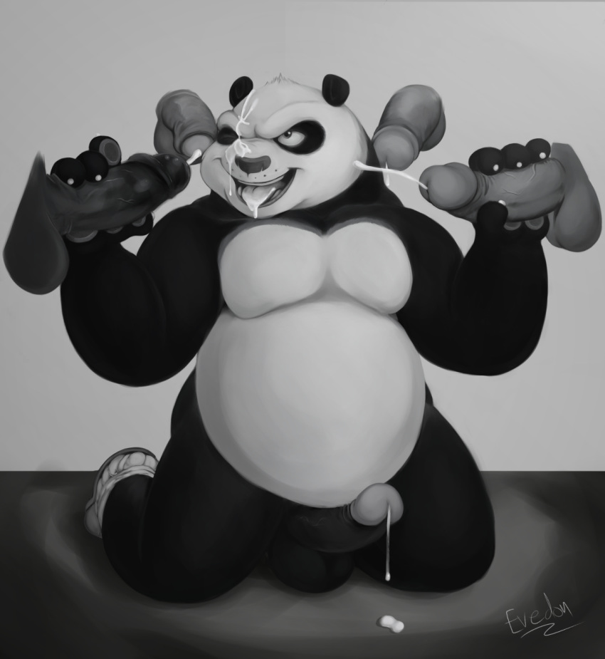 balls bear bukkake cum cum_on_face disembodied_penis evedon humanoid_penis kung_fu_panda male mammal panda penis po yaoi