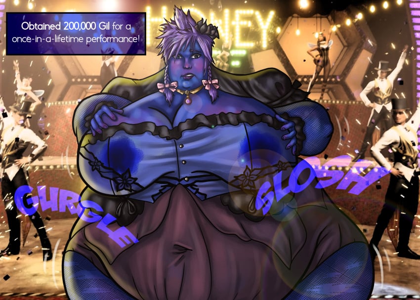 blueberry blueberry_inflation cloud_strife crossdressing crossdressing_male femboy final_fantasy final_fantasy_vii final_fantasy_vii_remake initforthepics obese square_enix