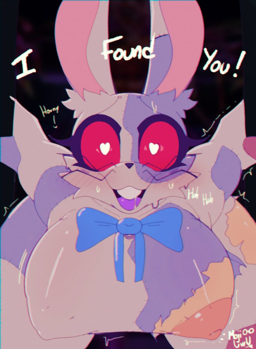 1girls big_breasts black_nose blue_bowtie bowtie breasts buckteeth bunny_costume bunny_ears bunny_girl bunnysuit cute drooling eyelashes female five_nights_at_freddy's five_nights_at_freddy's:_security_breach fur furry hanging_breasts heart heart-shaped_pupils horny horny_female looking_at_viewer mojiuwu nipples nipples_visible_through_clothing open_mouth pink_nipples rabbit red_eyes ripped_clothing smile smiling smiling_at_viewer solo stitches text vanny_(fnaf) video_games whiskers white_fur