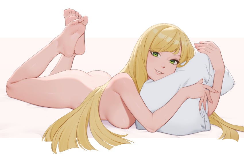 1girls 2024 2d adult adult_female ass barefoot blonde_hair breasts butt dnaitari feet female female_focus female_only hugging_pillow human human_female human_only laying_down laying_on_stomach legs legs_up light-skinned_female light_skin long_hair looking_at_viewer lusamine_(pokemon) mature mature_female medium_breasts milf mom naked naked_female nipples nude nude_female pillow pillow_grab pokemon pokemon_sm realistic_breast_size realistic_proportions sideboob simple_background smile smiling smiling_at_viewer solo solo_female solo_focus straight_hair white_background