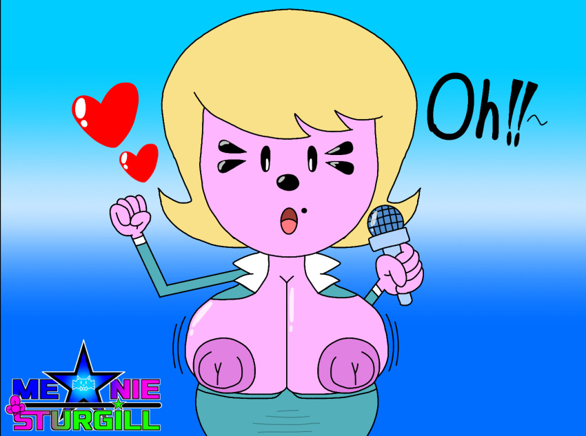 1girl 1girls artist_logo big_breasts blonde blonde_female blonde_hair blonde_hair_female boobs breasts color colored female female_only first_porn_of_character gradient_background heart heart_symbol hearts jann_starl meaniesturgill news_reporter nick_jr nickelodeon red_heart red_hearts self_upload shirt_rip shirt_ripping solo solo_female thick_thighs tits watermark wow!_wow!_wubbzy!