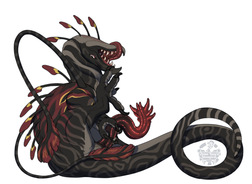 absurd_res alpha_channel avian-king claws demon dragon feral genitals hi_res male open_mouth penis scalie sharp_teeth simple_background solo tail teeth tongue tongue_out transparent_background