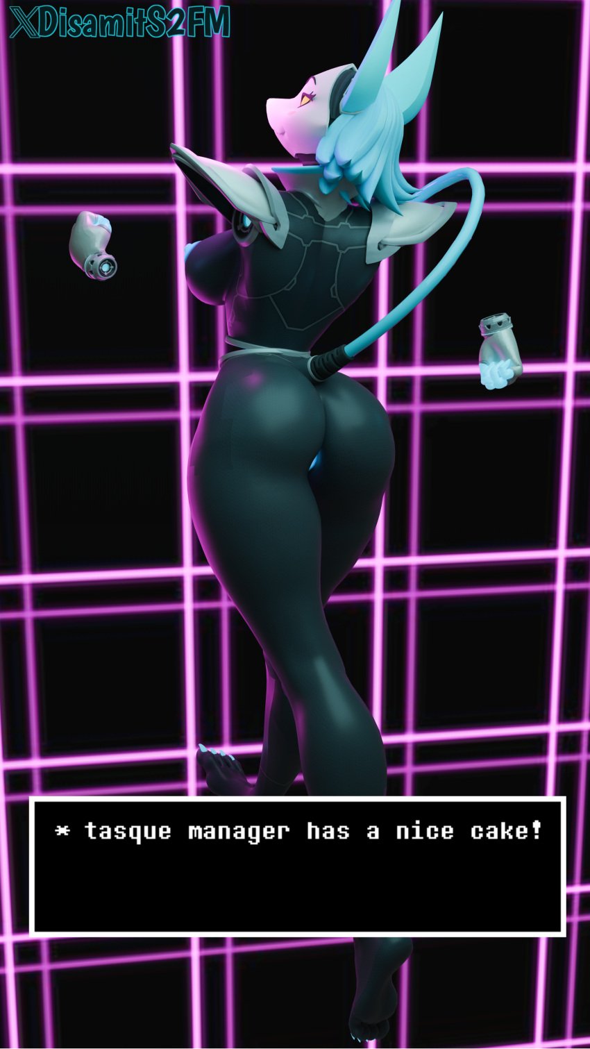 1girls 3d blender blender_(software) blender_cycles breasts cat_ears deltarune disamit english_text female female_only furry glowing_anus glowing_genitalia glowing_nipples glowing_pussy humor meme solo tagme tasque_manager_(deltarune) text undertale undertale_(series)