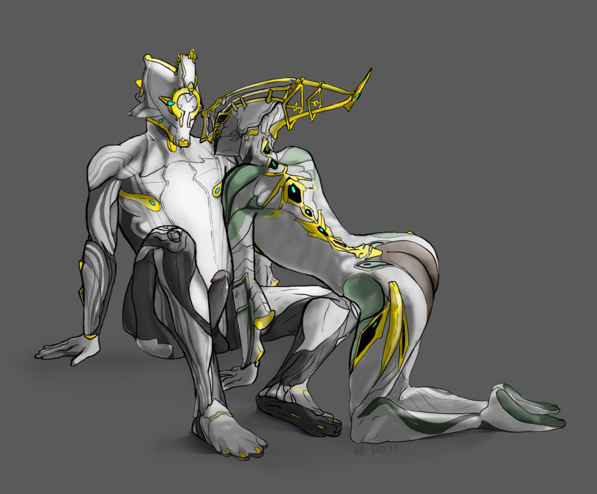 1boy 1girls bodysuit excalibur_(warframe) excalibur_prime_(warframe) female male nyx_(warframe) nyx_prime_(warframe) prime_warframe warframe