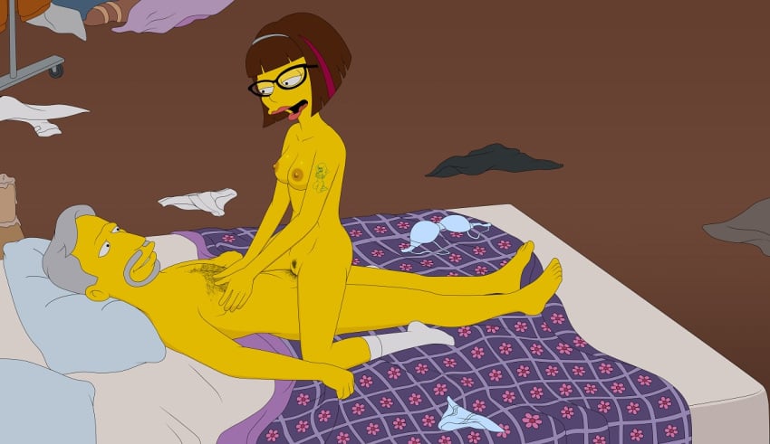 bra breasts candace_(the_simpsons) cowgirl_position father_and_daughter female female_on_top fluids girl_on_top human incest male panties roger_(the_simpsons) sex sfan straight the_simpsons