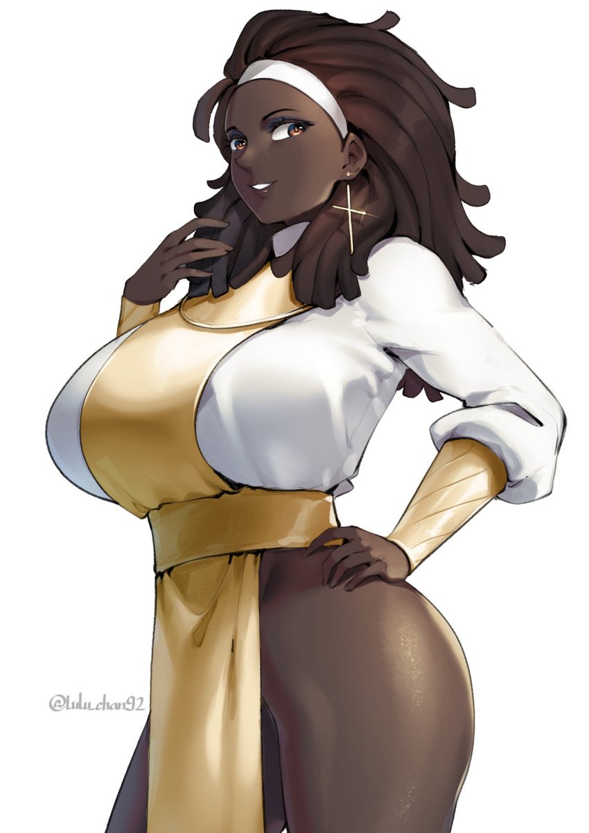 1girls 2021 african african_female bottomless breasts clothing country_inc_(yuric_inc) dark-skinned_female dark_skin digital_media_(artwork) ethiopia_(yuric_inc) looking_at_viewer lulu-chan92 smile watermark yuric_inc