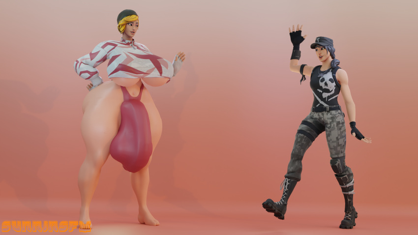 3d 3d_(artwork) big_ass big_balls big_breasts big_butt big_penis bulge bulge_through_clothing fortnite futanari headhunter_(fortnite) huge_ass huge_balls huge_breasts huge_butt huge_cock huge_thighs sunninsfw sunny_(sunninsfw) survival_specialist