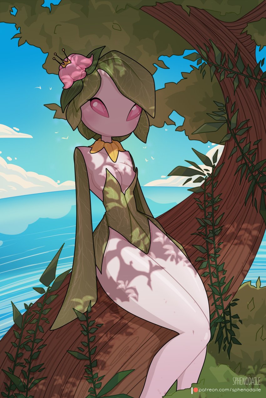 1girls absurd_res breasts cameltoe clothing female flower hi_res hisuian_form hisuian_lilligant legs_together lilligant looking_at_viewer medium_breasts narrow_waist nintendo nipple_slip nipples outdoors patreon_username pink_eyes plant_girl plant_humanoid pokemon pokemon_(species) regional_form_(pokémon) seaside short_hair solo sphenodaile thick_thighs thighs tree wide_hips