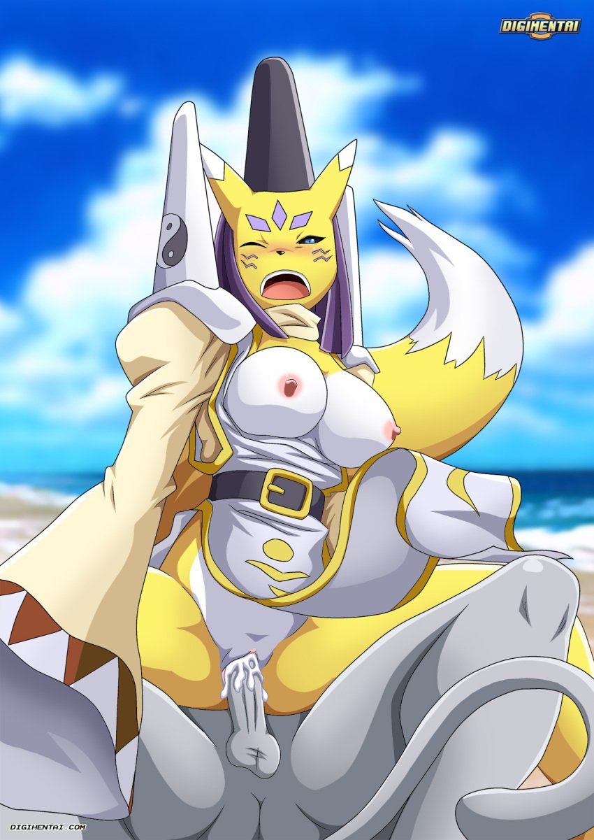 areola bbmbbf beach belt big_breasts blush breasts canine clitoris clothes cloud cum cum_in_pussy cum_inside digihentai digimon digimon_tamers erect_nipples exhibitionism female fox hi_res loincloth male mammal metaletemon moaning moaning_in_pleasure nipples one_eye_closed palcomix palcomix_vip penetration public pussy sea seaside sky straight taomon vaginal_penetration water wave