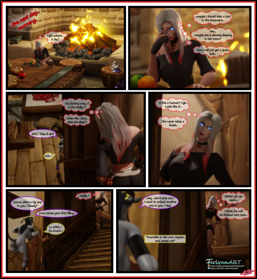 3d animal_genitalia_on_humanoid blood_elf comic dialogue draenei draenei_futa english_text female ferlynn futa_on_female futanari horsecock horsecock_futanari horsecock_on_humanoid human ishari self_upload text world_of_warcraft