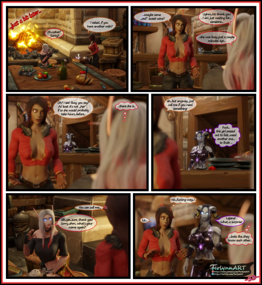 3d blood_elf comic dialogue draenei draenei_futa english_text female ferlynn futa_on_female futanari horsecock horsecock_futanari human ishari lejana self_upload text world_of_warcraft