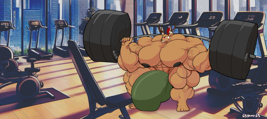 69yano69 beastars bodybuilder furry gym hyper hyper_bulge louis_(beastars) male male_only muscles muscular muscular_arms muscular_male workout