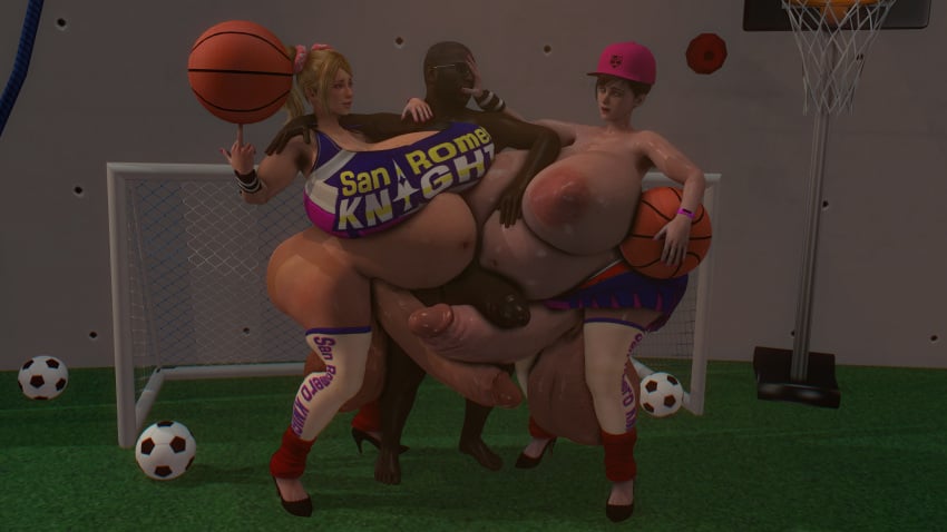 1boy 2futas 3d 3d_(artwork) bald_man basketball blonde_hair brown_hair cheerleader coach completely_nude futa_with_futa futanari group group_sex high_heels huge_ass huge_balls huge_breasts huge_cock ineffective_clothing ineffective_skirt interracial johndoe1970 juliet_starling large_areolae left_4_dead lollipop_chainsaw male male_on_futa middle_finger moira_burton mostly_nude naked_glasses nude nude_futanari nude_male painted_nails pregnant pregnant_futa queen_of_spades resident_evil solo source_filmmaker stockings sunglasses threesome