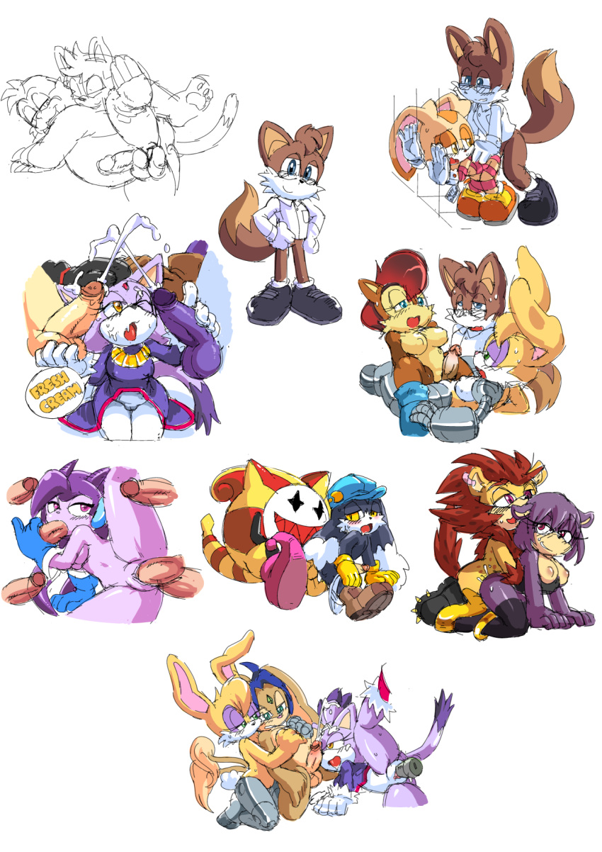 anal balls blaze_the_cat breasts bunnie_rabbot coolblue cream_the_rabbit cum cum_on_face dildo exposed_torso female footwear fully_clothed gangbang gay handjob handwear joka klonoa_(series) konoa male penetration penis pussy sally_acorn sash_lilac sonic_(series) sonic_the_hedgehog_(archie) sonic_the_hedgehog_(comics) vaginal_penetration vibrator young