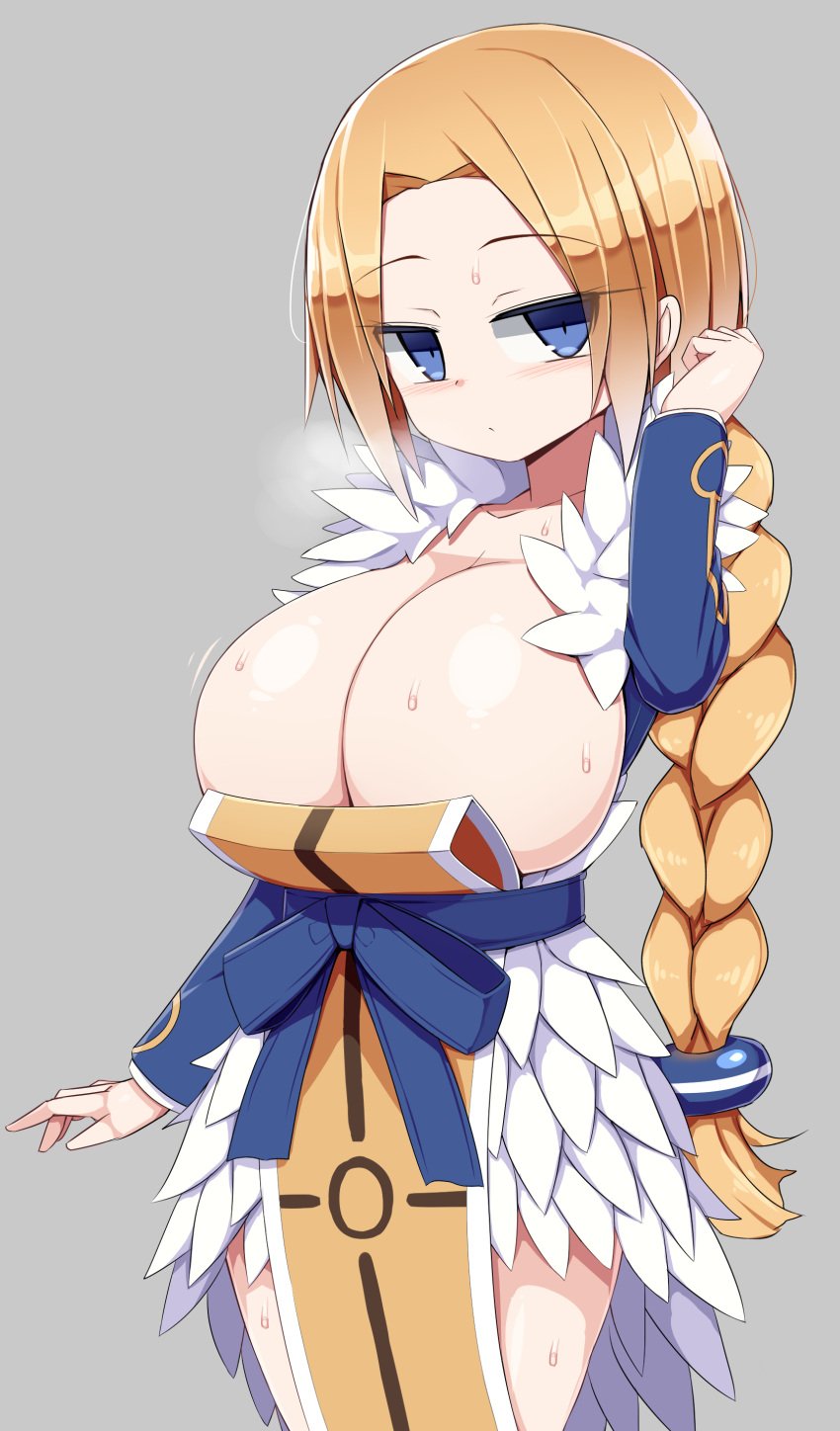 angel barely_contained big_breasts blonde_hair blue_eyes breasts bursting_breasts celestial_host cleavage disgaea gigantic_breasts huge_breasts large_breasts looking_at_viewer nippon_ichi_software sawati