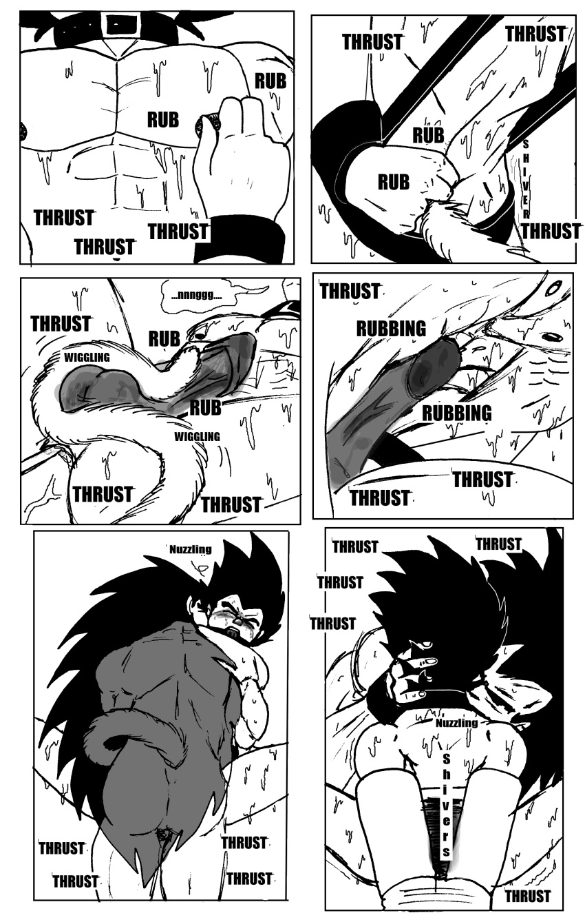 anal bondage boner bound dragon_ball erection forced_yaoi gagged gay male male_only monochrome raditz rape spankeror vegeta yaoi