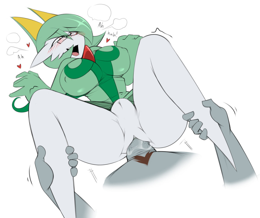 1boy 1boy1girl 1girls belly_bulge blush bulge commission dress female fornication gardevoir glasses gray_body green_dress green_hair hair_on_crotch heart holding_legs madragon male missionary_position pleasure_face pokémon_(species) pokemon pokemon_(species) pokephilia precum red_pupils serperior_(cosplay) sex smile stomach_bulge white_body white_skin