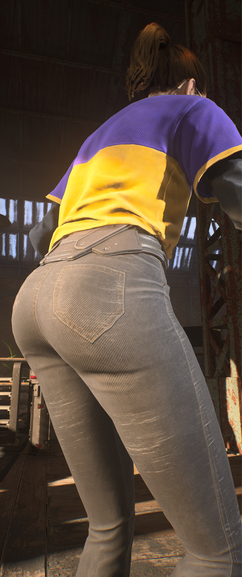 1girl 1girls ass ass_focus back_view background barbara_gordon batgirl batgirl_(gotham_knights) batman_(series) belt big_ass big_butt black_glasses bubble_ass bubble_butt butt_focus dc dc_comics fat_thighs glasses gotham_knights gray_jeans huge_ass huge_butt imminent_anal imminent_sex jeans juicy_butt large_ass large_butt oracle pale-skinned_female pale_skin pawg plump_ass plump_butt pockets ponytail presenting presenting_ass presenting_butt purple_shirt red_hair ripped_jeans ripped_pants round_ass round_butt screen_capture screencap screenshot shirt_under_shirt smelly_ass smelly_butt solo stripes thick_thighs thighs tied_hair tight_clothing tight_jeans warner_bros._games warner_brothers yellow_shirt