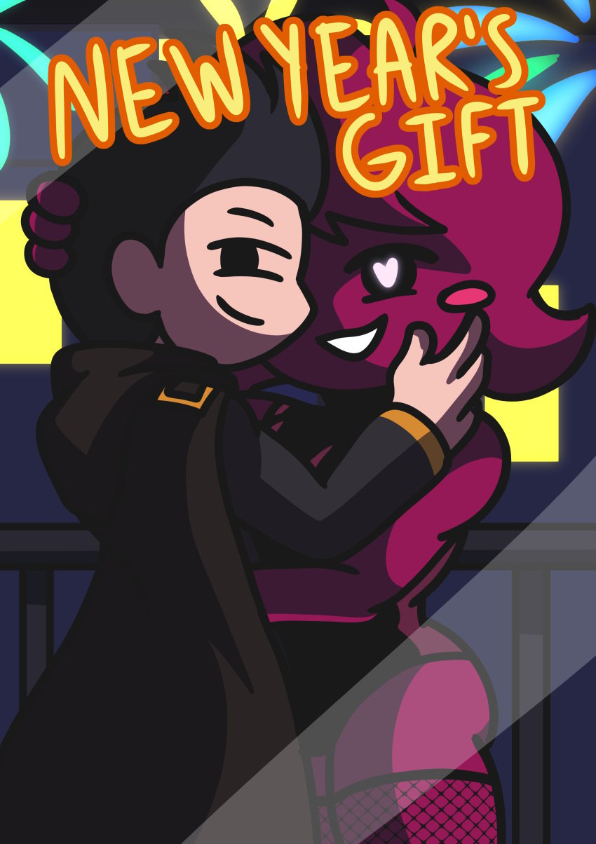 1boy 1boy1girl 1girl 1girls comic darkasiden friday_night_funkin friday_night_funkin_(minus_mod) friday_night_funkin_mod girlfriend_(friday_night_funkin) heart-shaped_pupils hetero hug minus_gf_(iagoanims) new_year oc