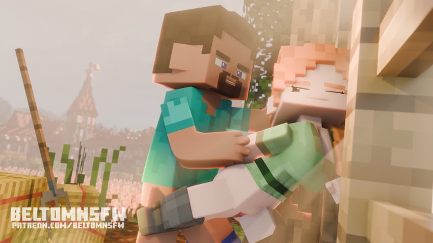 1boy 1boy1girl 1girls 3d alex_(minecraft) beltomnsfw big_breasts blue_eyes detailed_background erect_penis eye_contact female forced horny_female legs_up looking_at_partner male mine-imator minecraft sex spread_legs square_head steve_(minecraft)