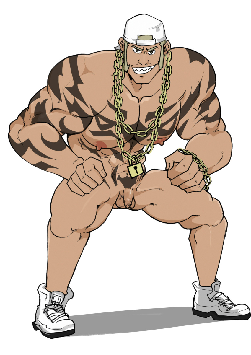 backwards_baseball_cap balls bara baseball_cap bigbaraboi flaccid hat kaichi_susuki male male_only muscles muscular neo:_the_world_ends_with_you nude penis small_penis solo solo_male tattoos the_world_ends_with_you