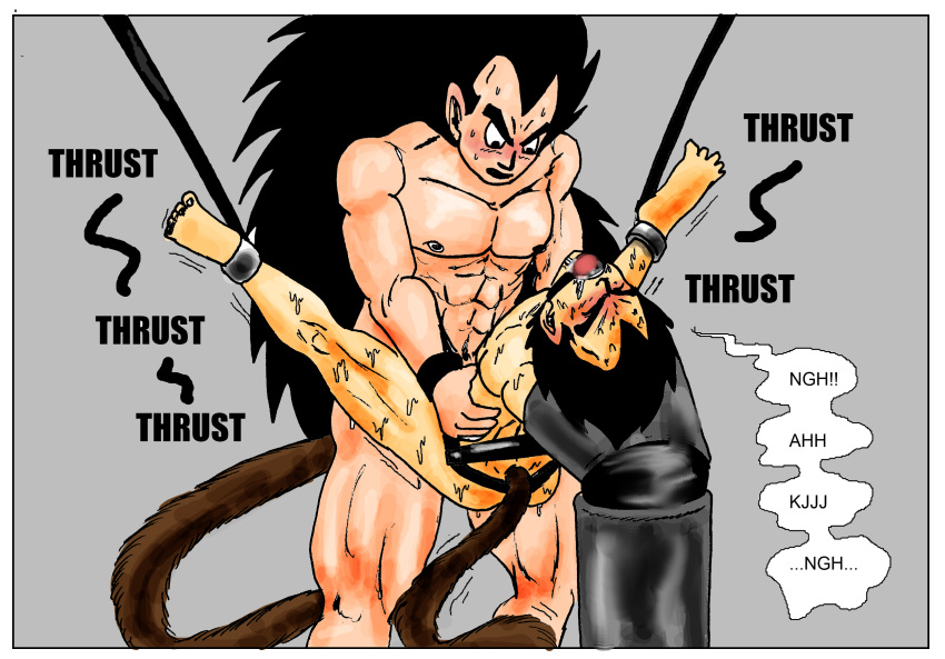 anal ball_gag bound dragon_ball dragon_ball_z drooling feet forced_yaoi gag gagged gay male male_only raditz rape spankeror sweat toes_spread vegeta yaoi